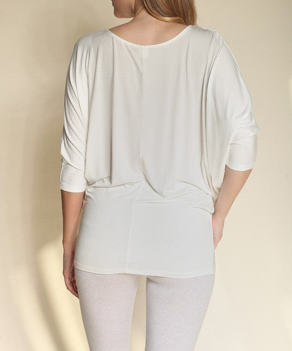 BAMBOO side ruched dolman top
