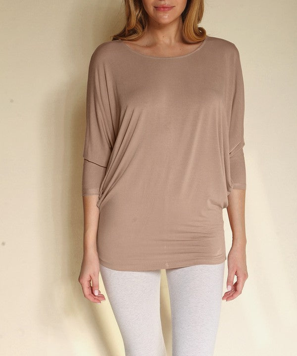 BAMBOO side ruched dolman top