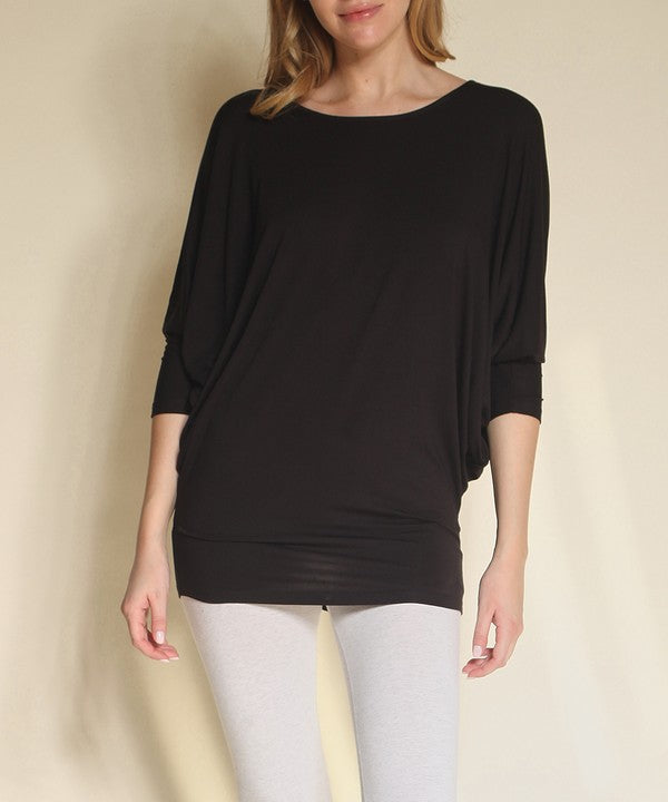 BAMBOO side ruched dolman top
