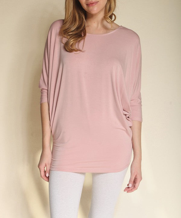 BAMBOO side ruched dolman top