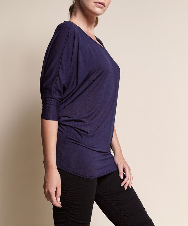 BAMBOO side ruched dolman top