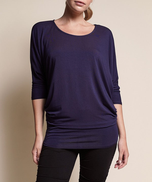 BAMBOO side ruched dolman top