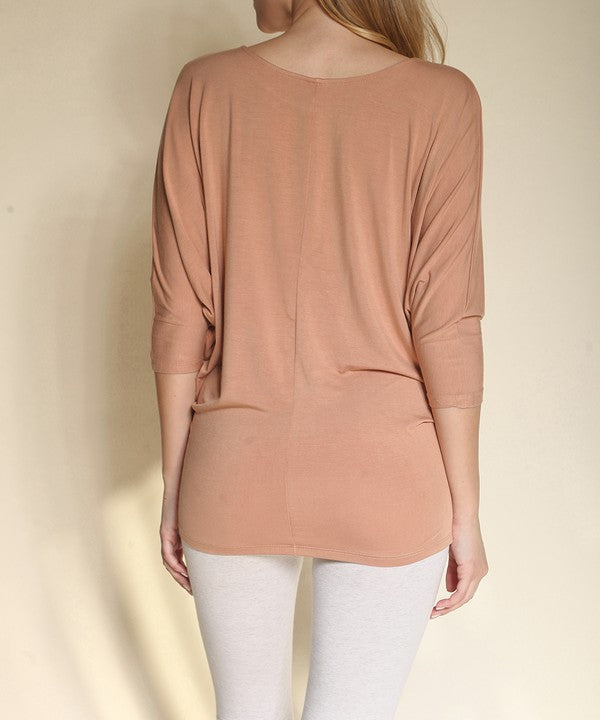 BAMBOO side ruched dolman top