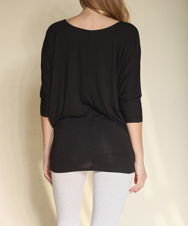 BAMBOO side ruched dolman top