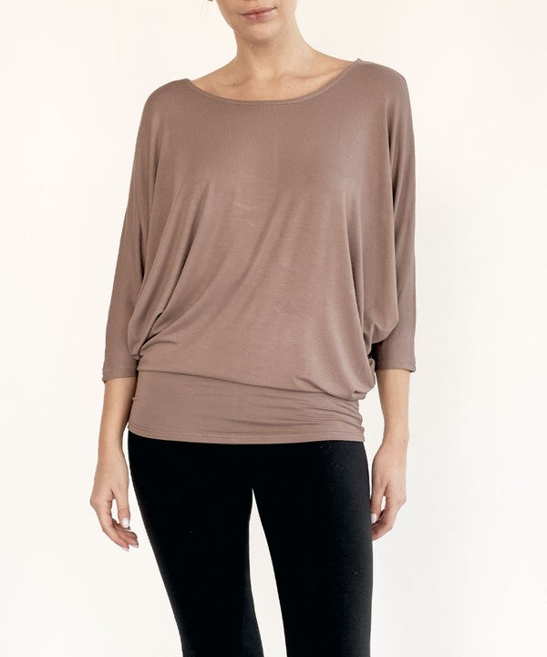 BAMBOO side ruched dolman top