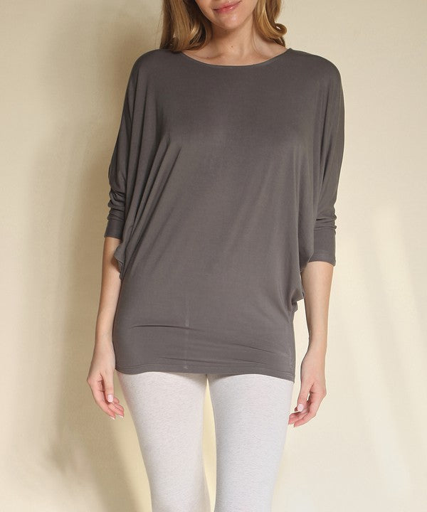 BAMBOO side ruched dolman top