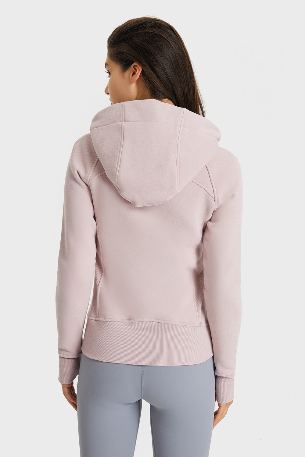 Zip Up Seam Detail Hooded Sports Jacket - Lamoille Yoga