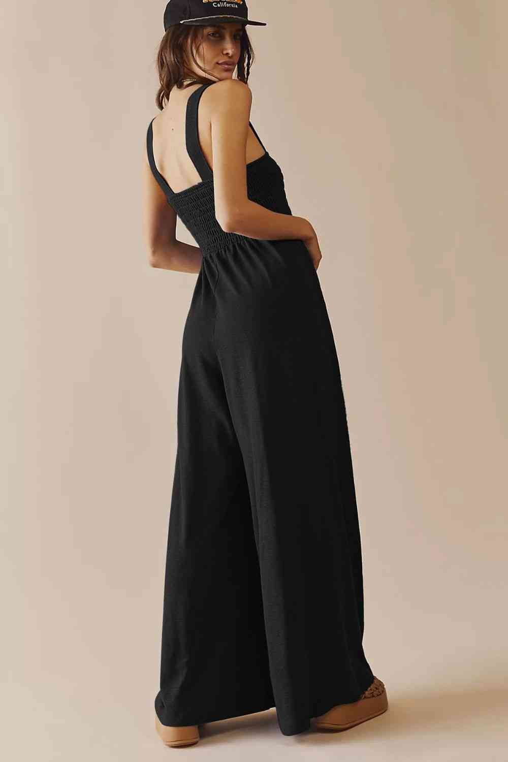 DAYS IN RIO frills smocked neck jumpsuit