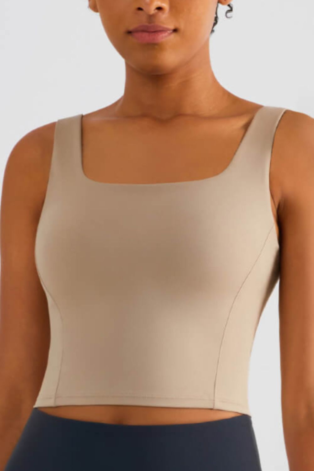 Square Neck Cropped Sports Tank - Lamoille Yoga