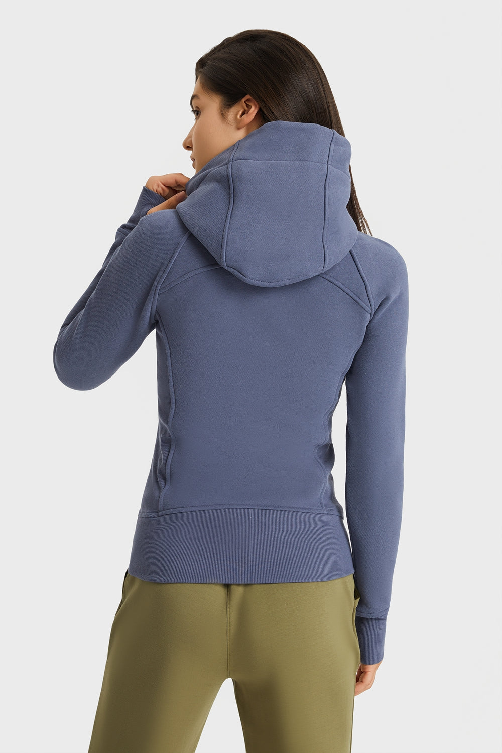 Zip Up Seam Detail Hooded Sports Jacket - Lamoille Yoga