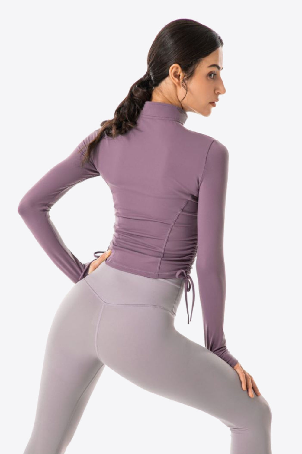 Side Drawstring Zip-Up Sports Jacket - Lamoille Yoga