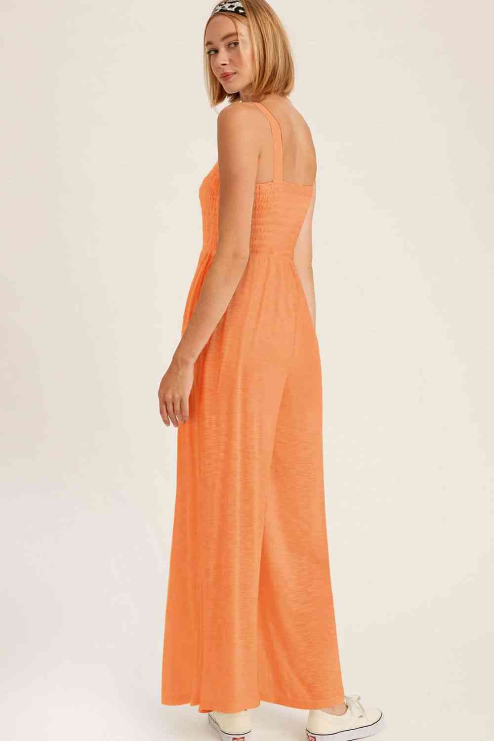 DAYS IN RIO frills smocked neck jumpsuit