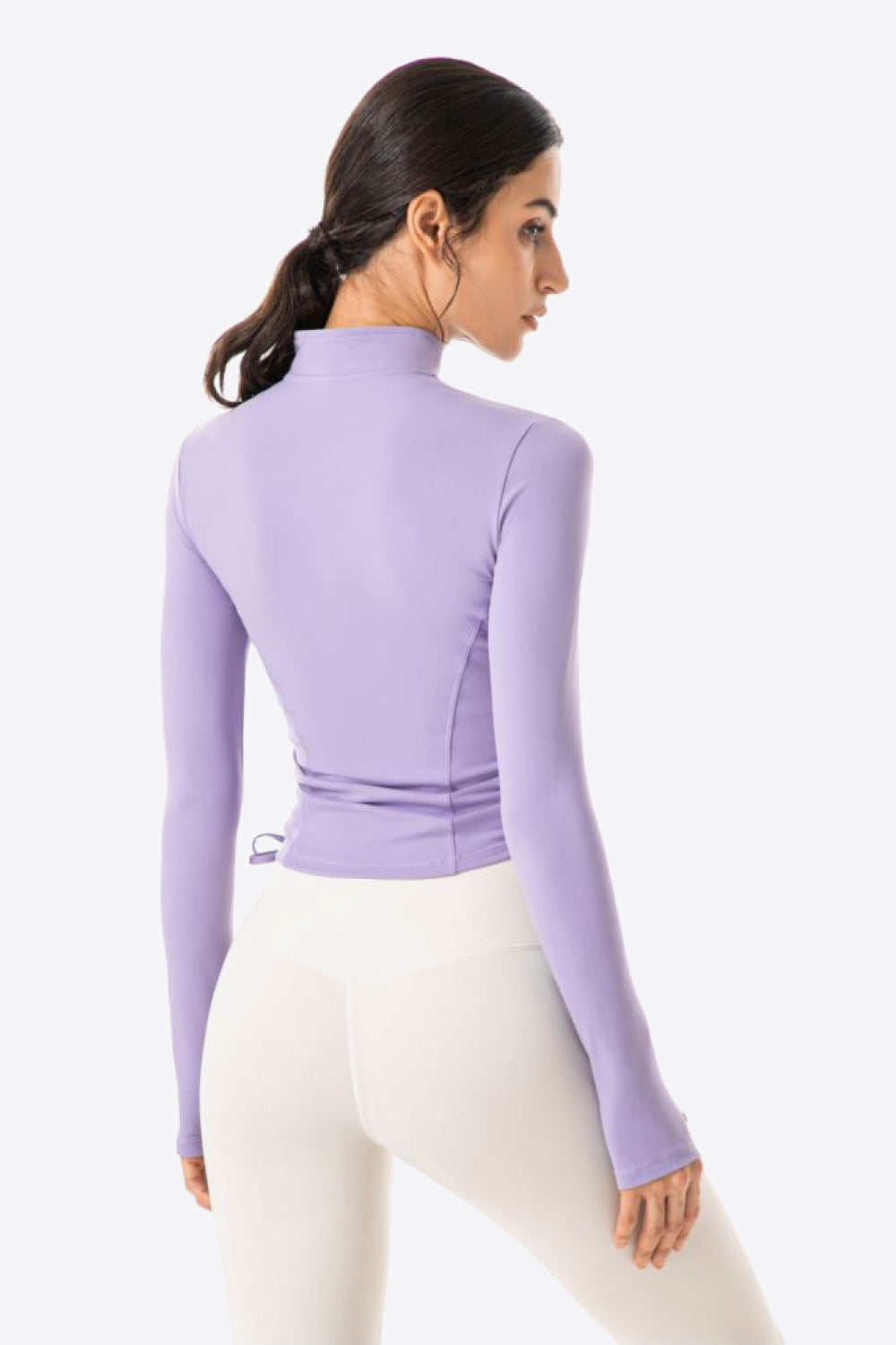 Side Drawstring Zip-Up Sports Jacket - Lamoille Yoga