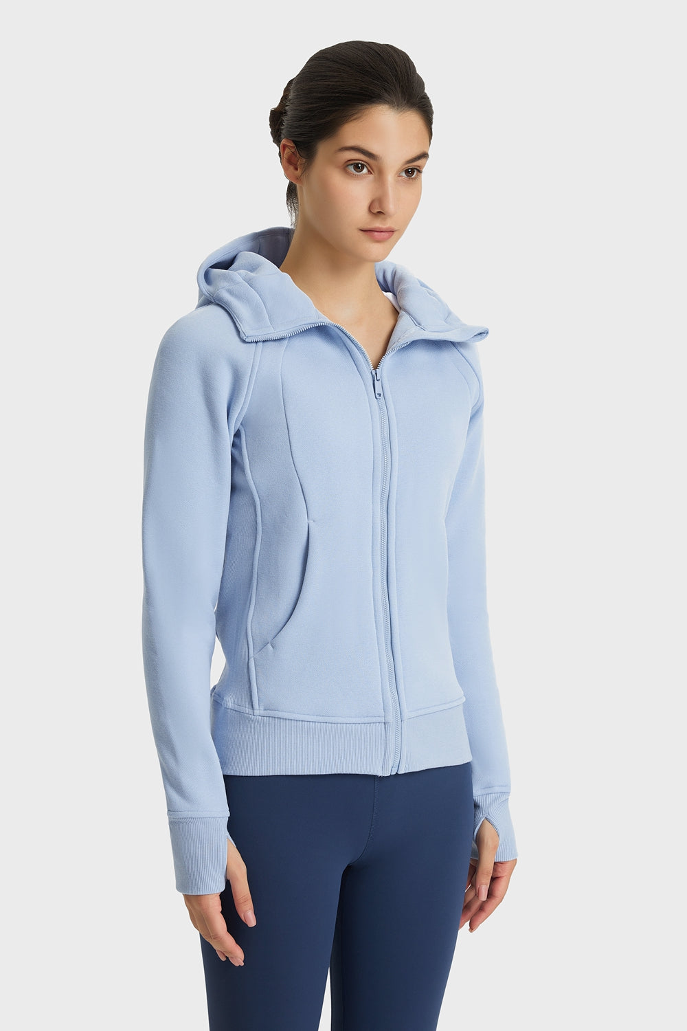 Zip Up Seam Detail Hooded Sports Jacket - Lamoille Yoga
