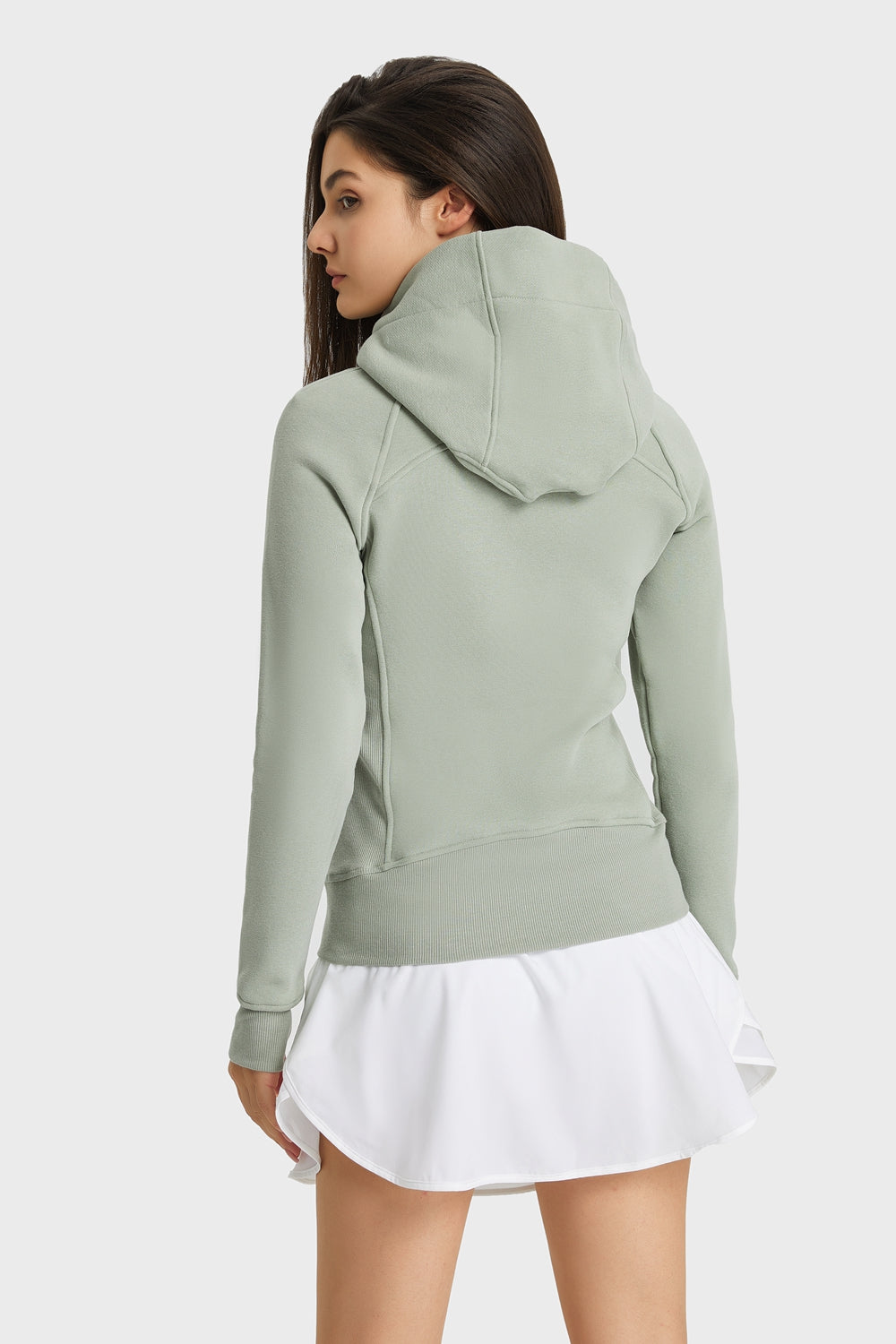 Zip Up Seam Detail Hooded Sports Jacket - Lamoille Yoga
