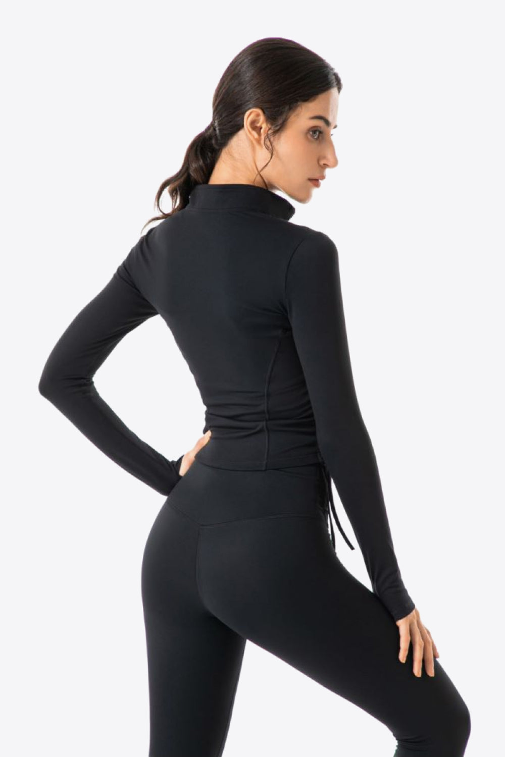 Side Drawstring Zip-Up Sports Jacket - Lamoille Yoga