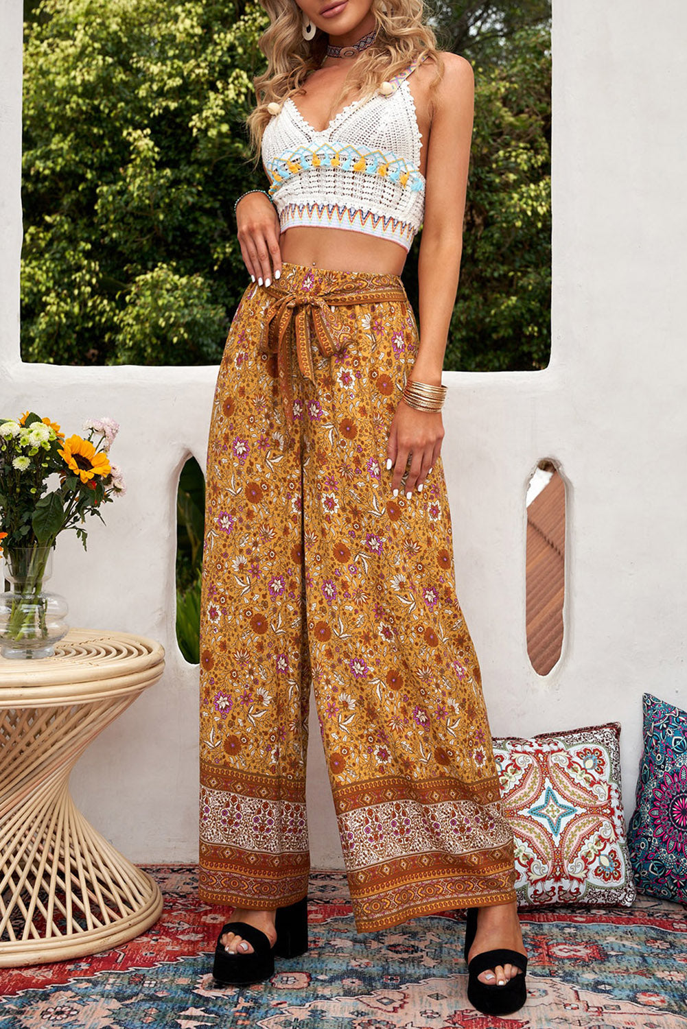 ROAMING MEADOWS palazzo cotton pants