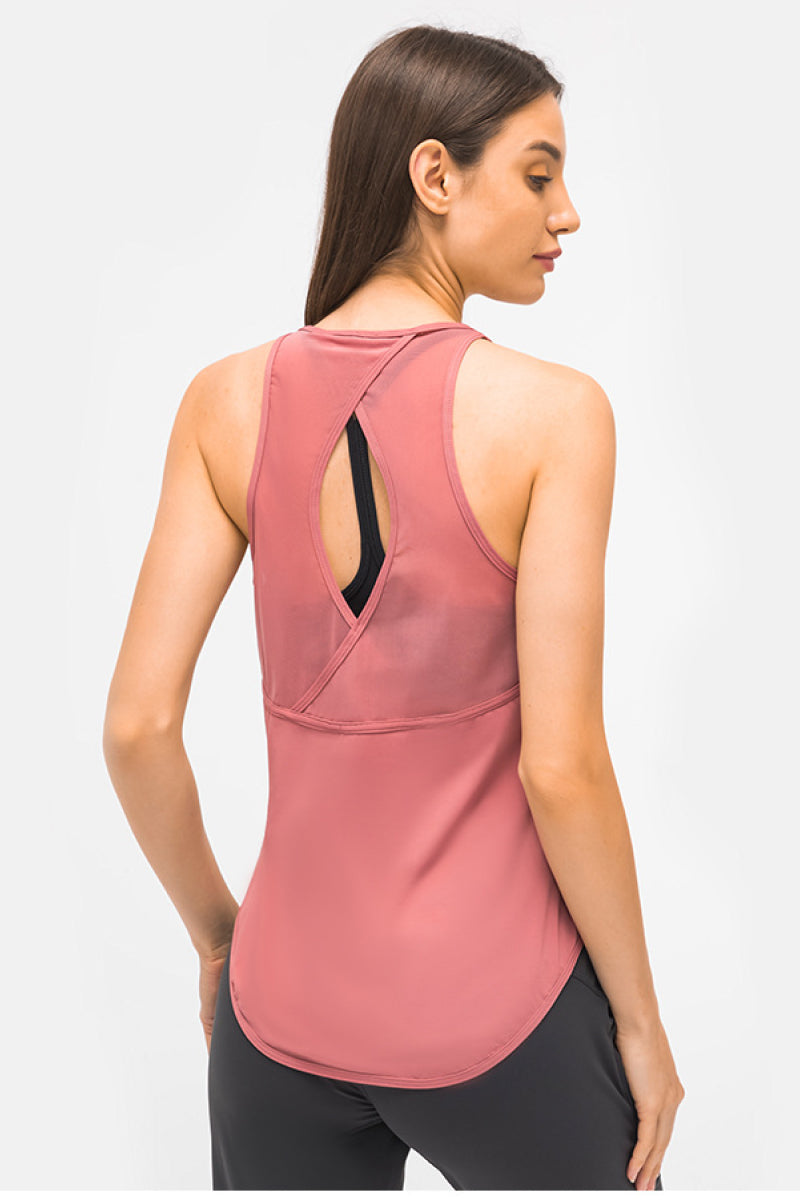 Cut Out Back Sports Tank Top - Lamoille Yoga