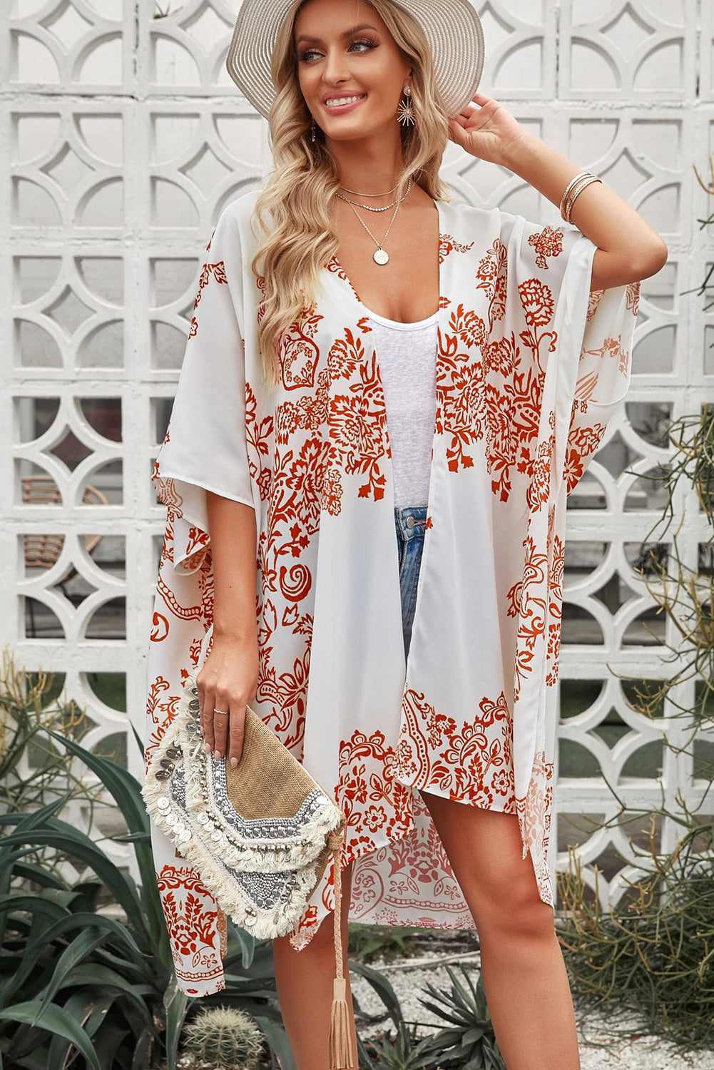 BOTANICAL rust floral cover-up