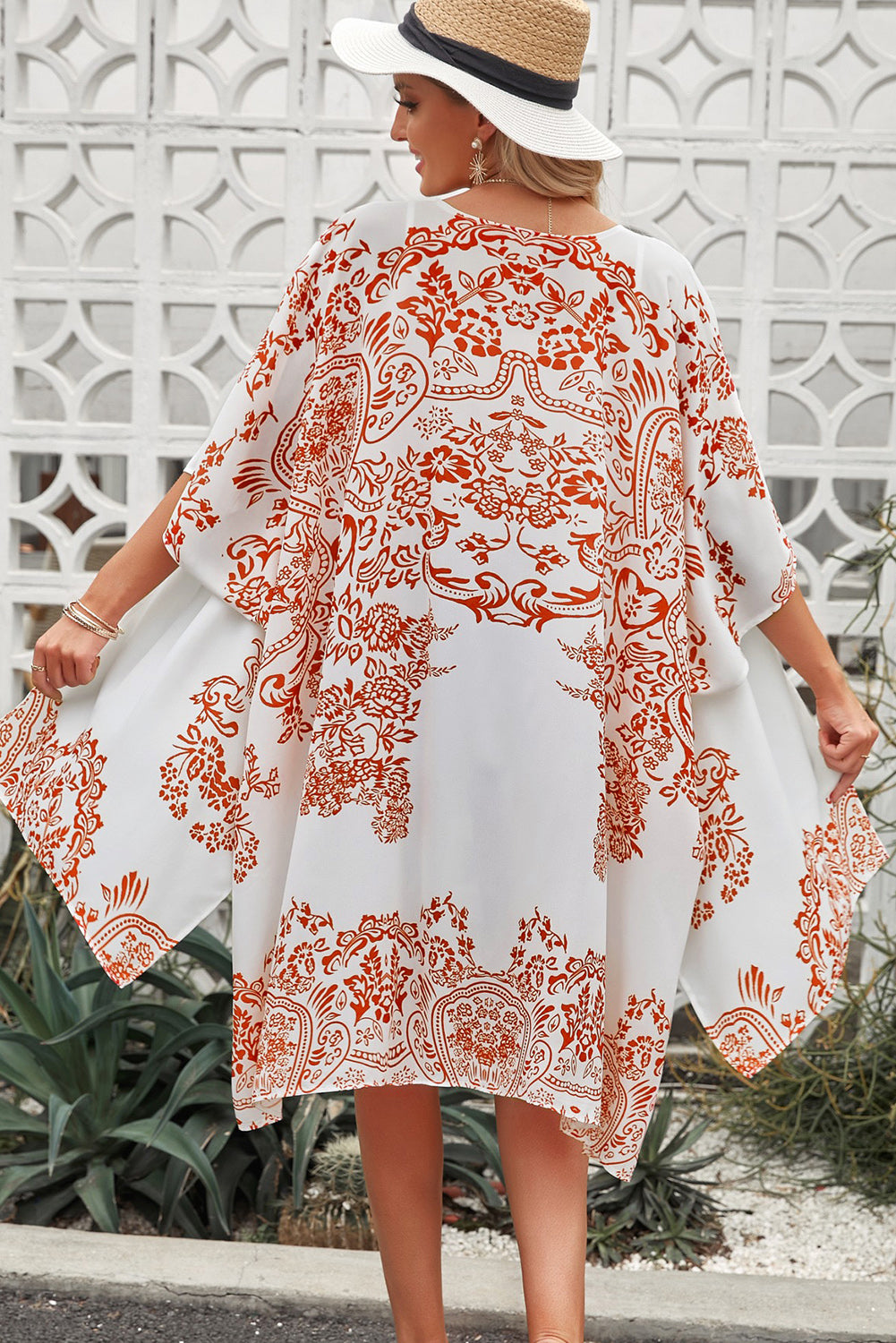 BOTANICAL rust floral cover-up