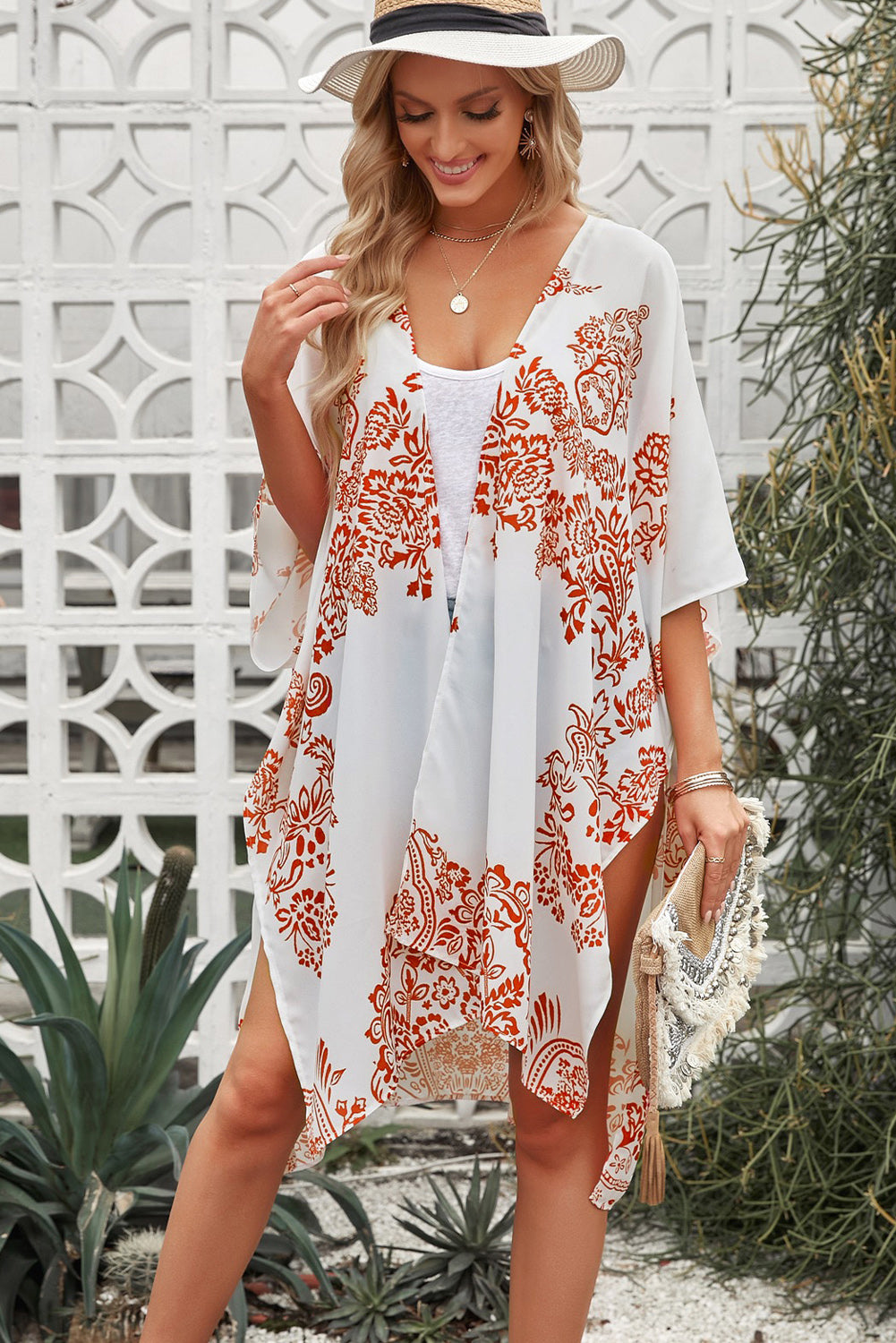 BOTANICAL rust floral cover-up