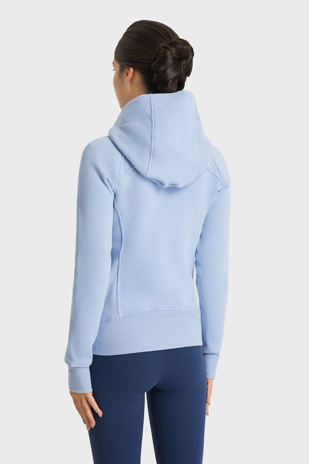 Zip Up Seam Detail Hooded Sports Jacket - Lamoille Yoga