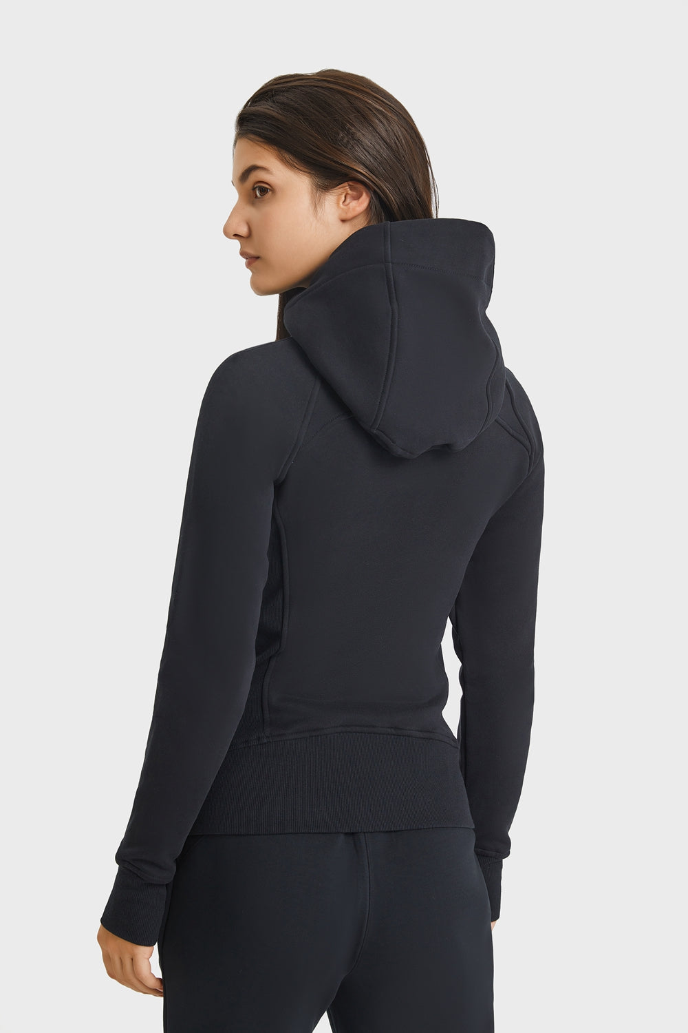 Zip Up Seam Detail Hooded Sports Jacket - Lamoille Yoga