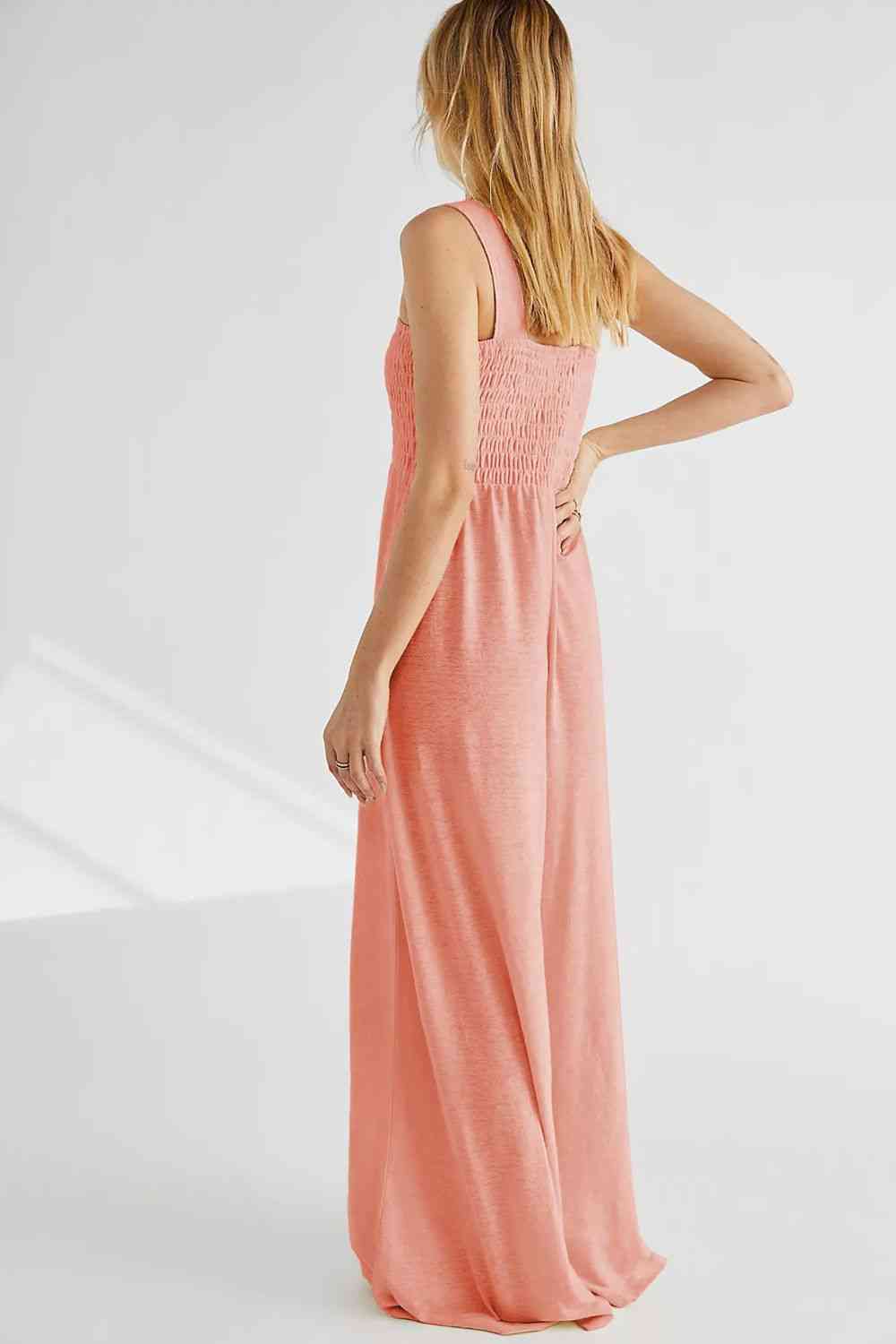 DAYS IN RIO frills smocked neck jumpsuit