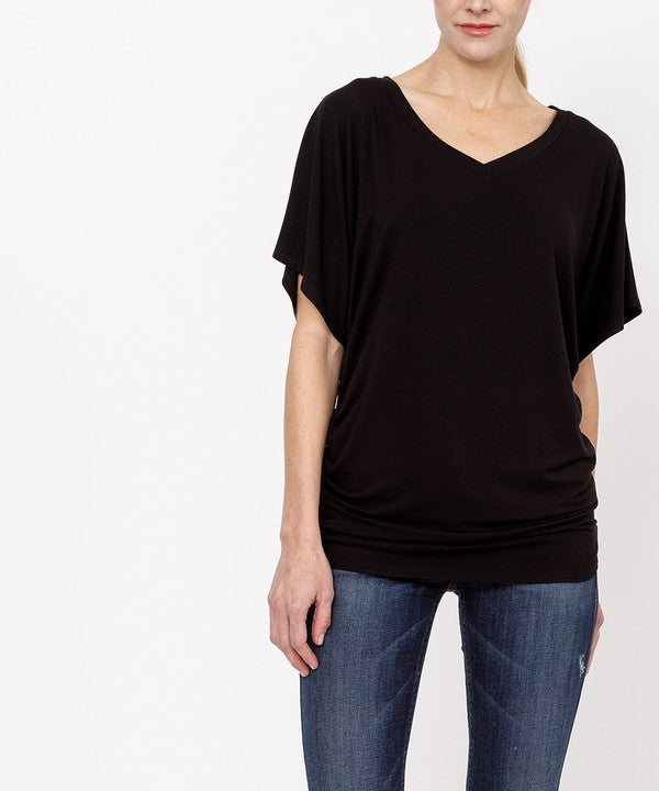 BAMBOO side ruched tunic top