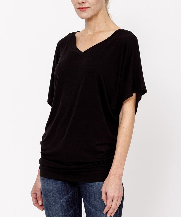 BAMBOO side ruched tunic top