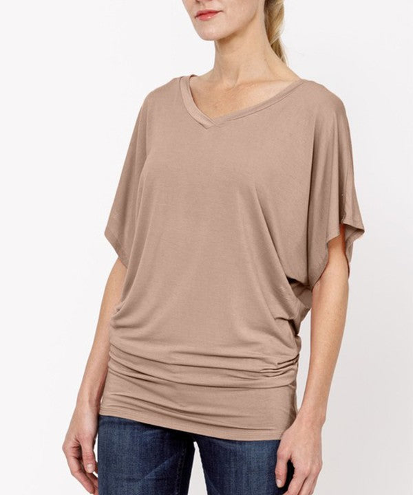 BAMBOO side ruched tunic top