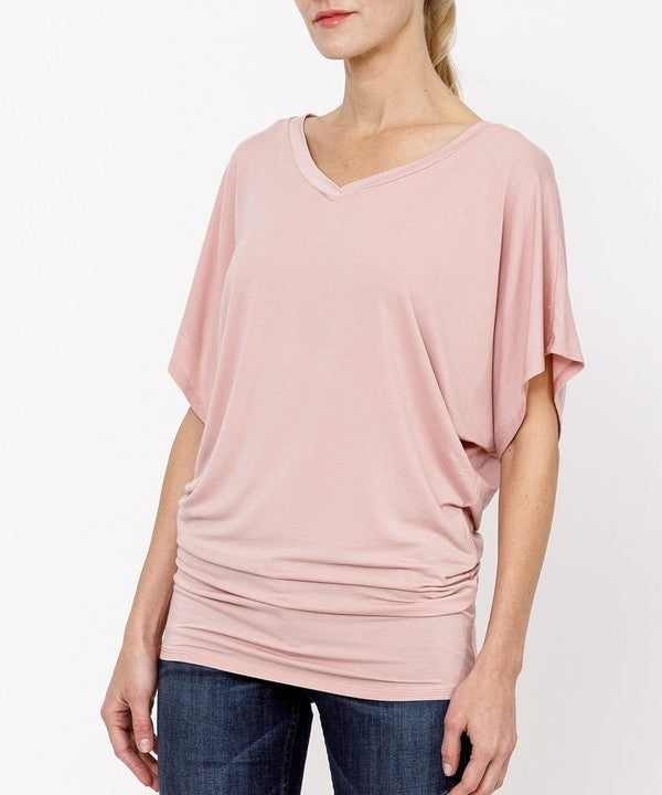 BAMBOO side ruched tunic top