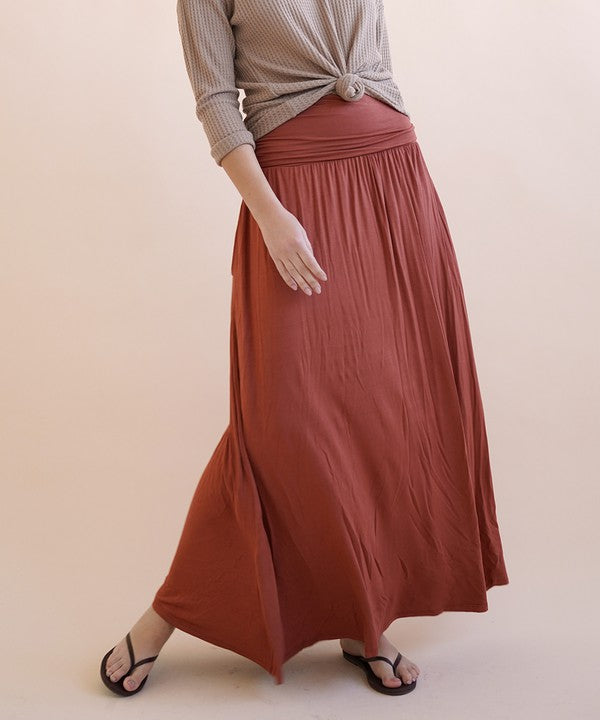 BAMBOO banded maxi skirt