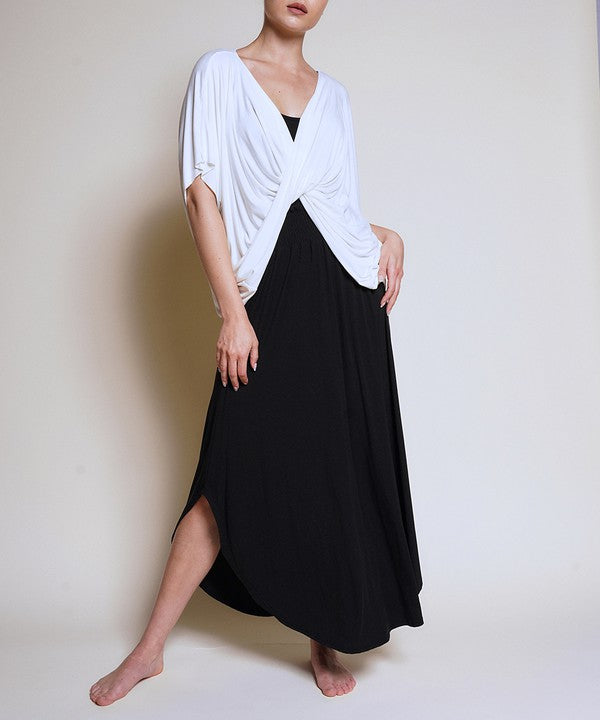 BAMBOO smocked waist maxi skirt