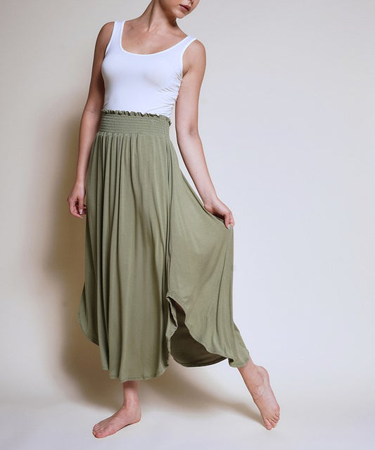 BAMBOO smocked waist maxi skirt