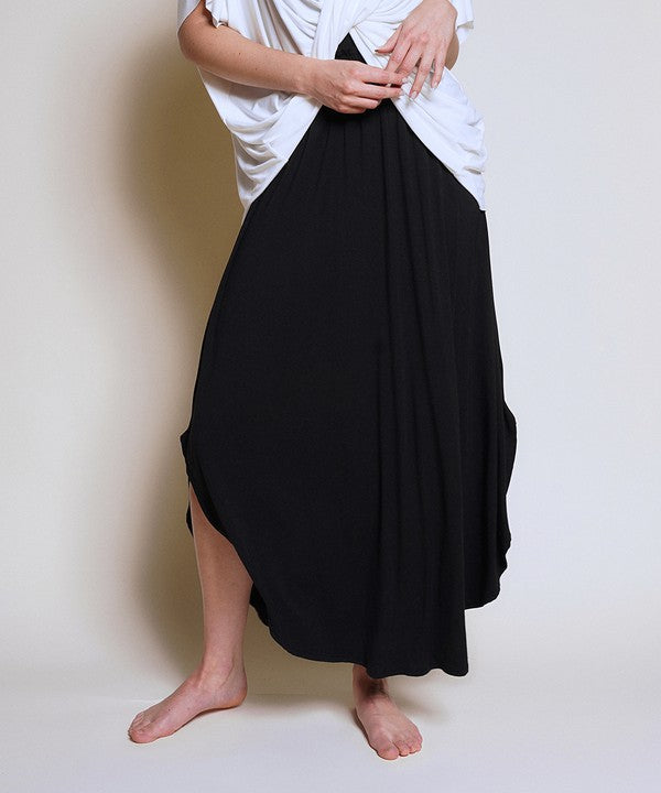 BAMBOO smocked waist maxi skirt