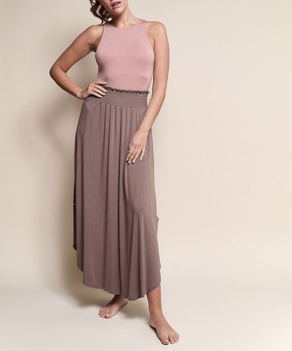 BAMBOO smocked waist maxi skirt