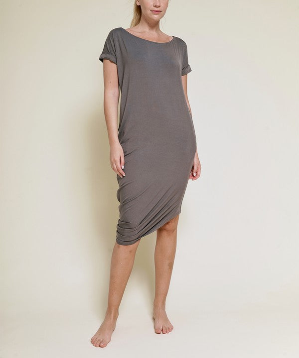 BAMBOO asymmetric dolman dress