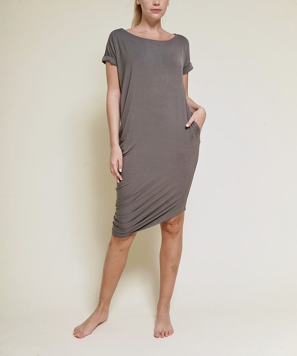 BAMBOO asymmetric dolman dress