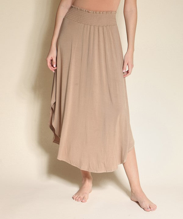 BAMBOO smocked waist maxi skirt