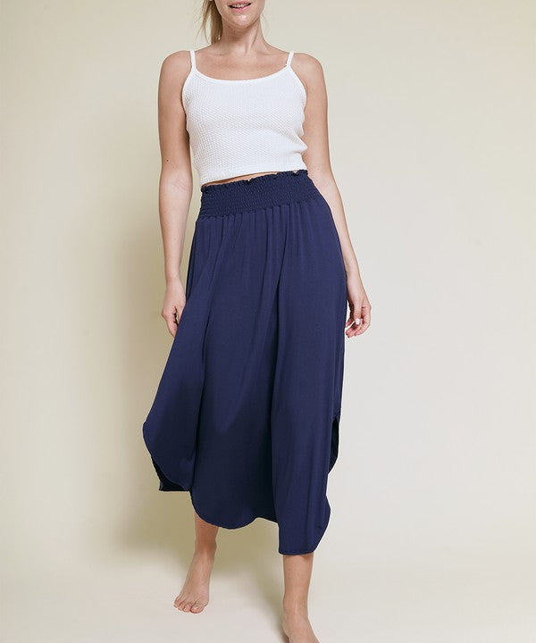 BAMBOO smocked waist maxi skirt