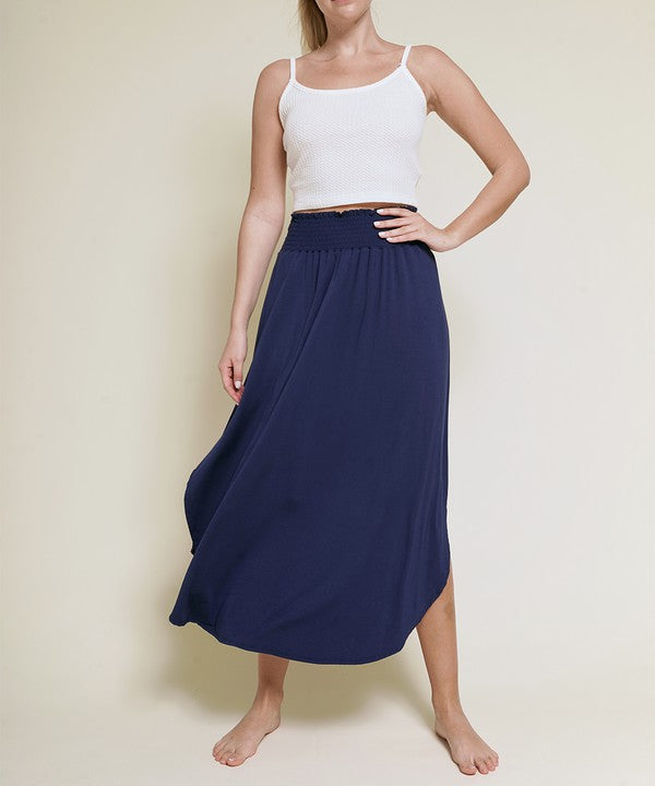 BAMBOO smocked waist maxi skirt