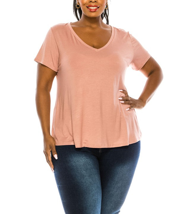 BAMBOO CURVE v neck tee