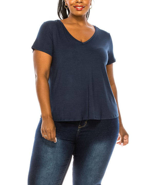 BAMBOO CURVE v neck tee