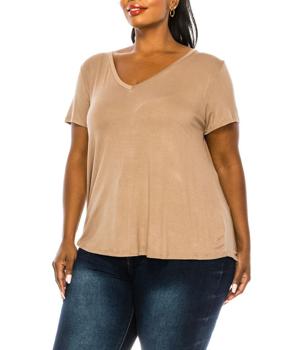 BAMBOO CURVE v neck tee