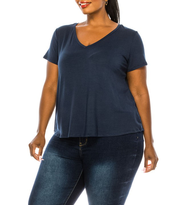 BAMBOO CURVE v neck tee