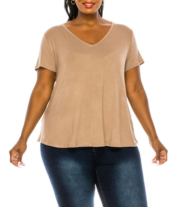 BAMBOO CURVE v neck tee