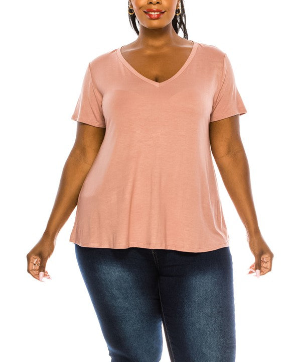 BAMBOO CURVE v neck tee