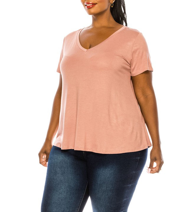 BAMBOO CURVE v neck tee