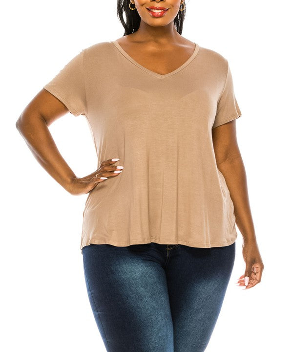 BAMBOO CURVE v neck tee